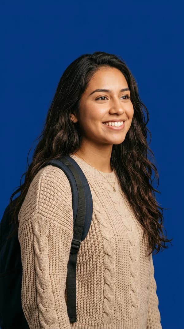 Joven sonriente lista para aplicar a un empleo